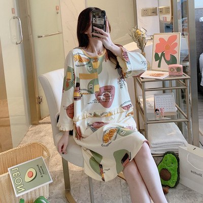 Cămașă de noapte casual pentru alăptare, cu mânecă lungă