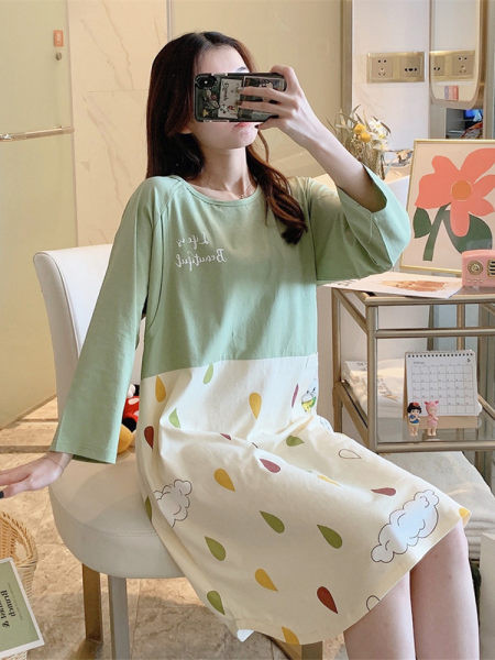 Cămașă de noapte casual pentru alăptare, cu mânecă lungă