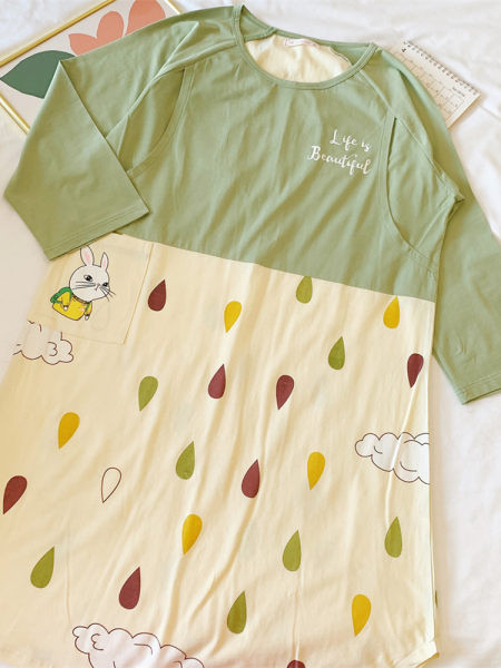 Cămașă de noapte casual pentru alăptare, cu mânecă lungă