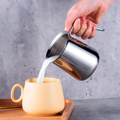 Кана за разпенване на мляко от неръждаема стомана Кана за еспресо кафе Barista Craft Latte Art Cappuccino Мляко за разпенване на сметана Чаша Кана