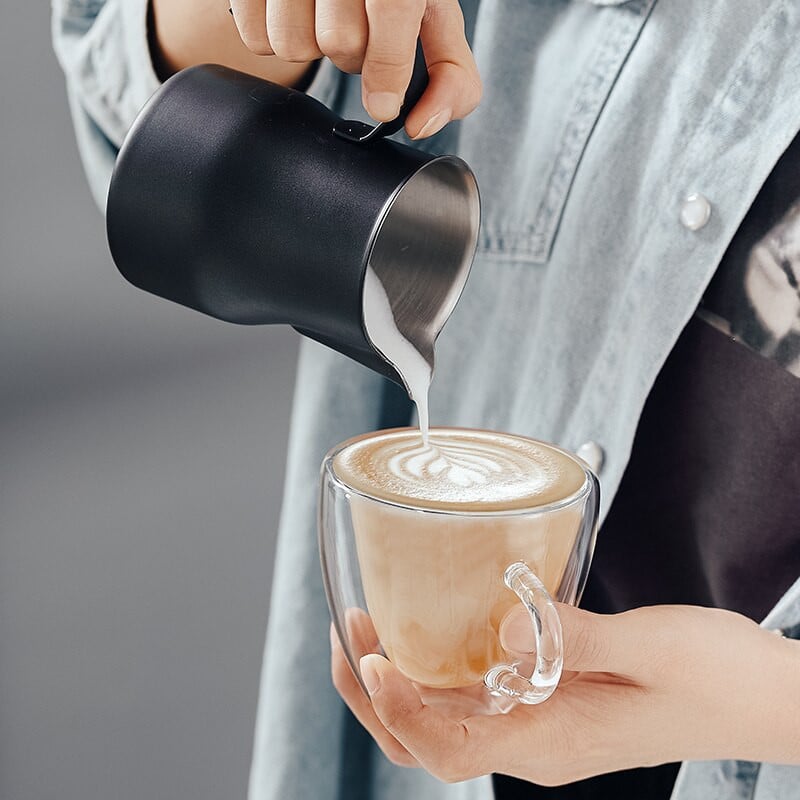 350 ml-es rozsdamentes acél tejhabos kancsó eszpresszó kávé tejeskávé cappuccino habos kancsó csésze krémhabosító kancsó