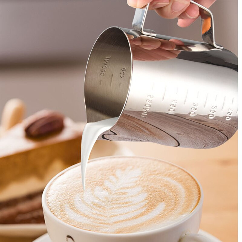 350/600/1000 rozsdamentes acél húzó virág Kávéscsésze Cappuccino tejszínhabos bögre tejhabos kancsó Thermo Latte Art