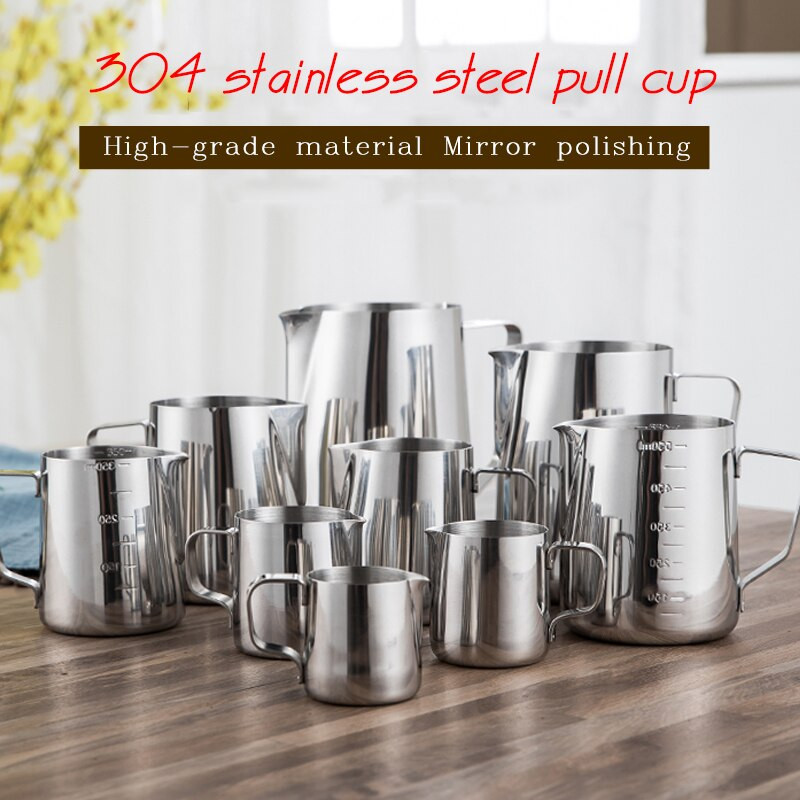 Minőségi rozsdamentes acél kávéscsésze Pull Flower Szerszámok Moka Pot Milk Shake Hab Fancy Cup Kávékészülék Tejkancsó Kávézó Konyha