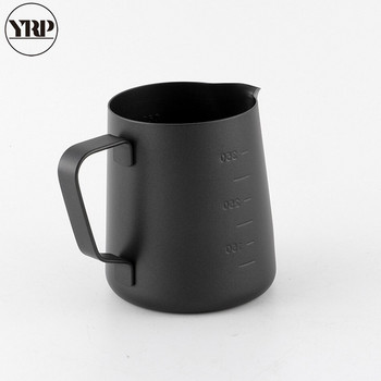 Αφρός γάλακτος YRP μαύρο από ανοξείδωτο χάλυβα Κανάτα γάλακτος Στάμνα Espresso Coffee Barista Εργαλεία Craft Cream Latte Κούπα γάλακτος με ζυγαριά