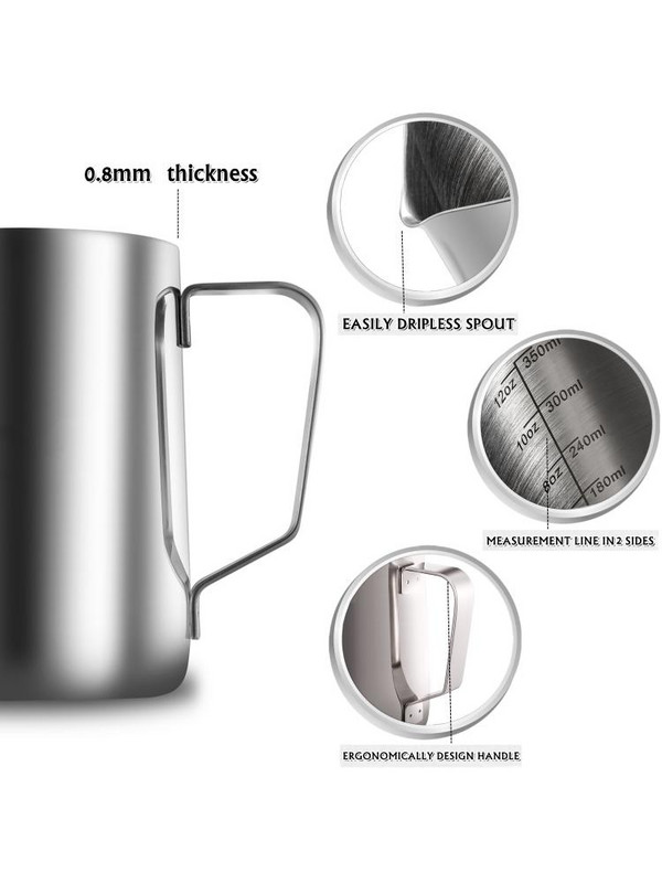 Rozsdamentes acél tejhabos kancsó Eszpresszó gőz kávé Barista Craft Latte Cappuccino tejszínhabos kancsó