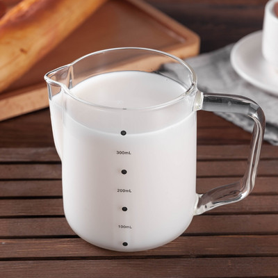 Magas boroszilikát üvegből készült tejhabosító kancsó, 20 oz/600 ml eszpresszó kávé Barista latte cappuccino tejszínhabosító kancsó