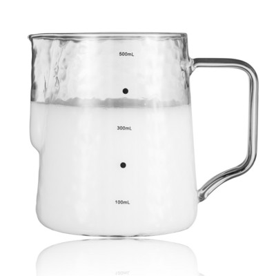 Magas boroszilikát üvegből készült tejhabosító kancsó, 20 oz/600 ml eszpresszó kávé Barista latte cappuccino tejszínhabosító kancsó