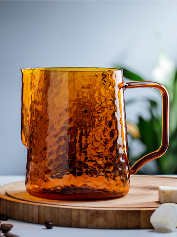 Magas boroszilikát üvegből készült tejhabosító kancsó, 20 oz/600 ml eszpresszó kávé Barista latte cappuccino tejszínhabosító kancsó
