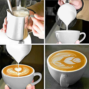 Κανάτα καφέ από ανοξείδωτο ατσάλι που μαγειρεύεται στον ατμό με αιχμηρό στόμιο γάλακτος Κανάτα καφέ Cappuccino Latte Art Espresso Barista SteamCup