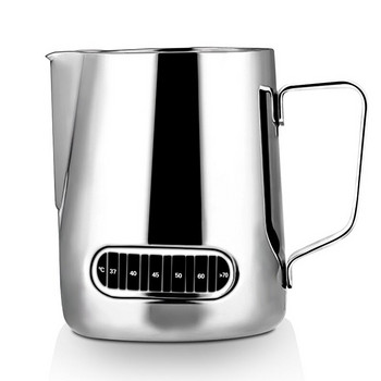 600ml Ανοξείδωτο ατσάλι Pull Flower Cup Coffee Garland Cylinder with Temperature Sensing Pointed Mouth Milk Foam Cup Coffeeware