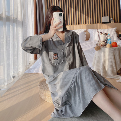 Дамска нощница с дълъг ръкав и копчета -подходяща за бременни