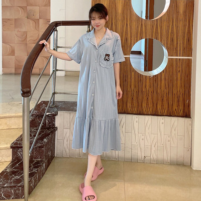 Дамска нощница с дълъг ръкав и копчета -подходяща за бременни