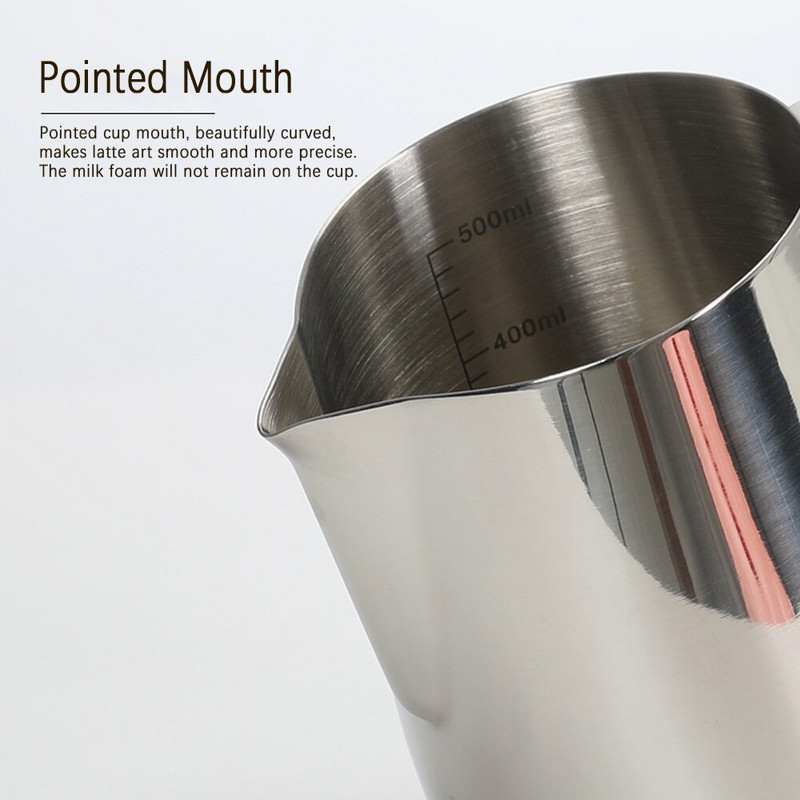 Pieno ąsotis Espreso kavos Pieno putų ąsotis Nerūdijančio plieno Išmatavimai Garinimo ąsočio viduje Barista Latte Art putos plakiklio puodelis