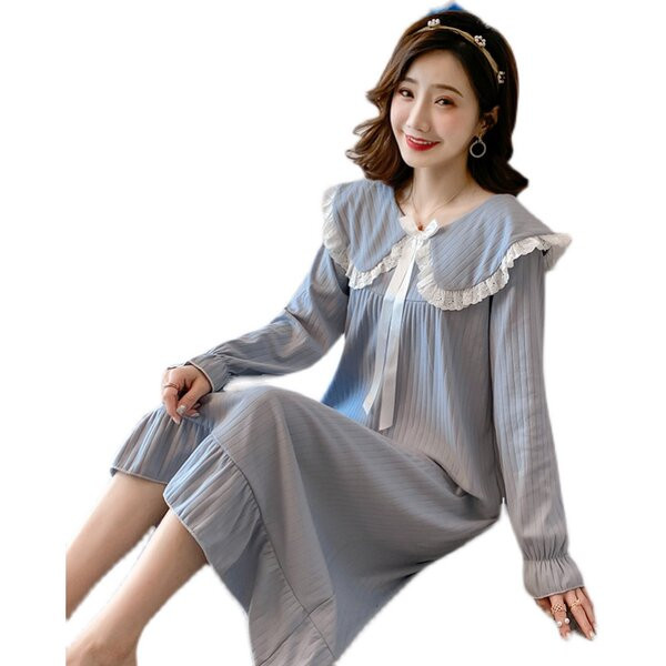 Модерна дамска нощница с панделка  -подходяща за кърмачки