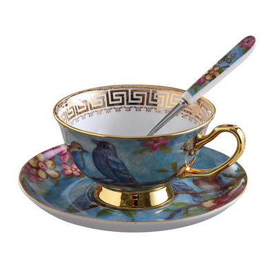 Európai stílusú kávés kerámia csészekészlet csészealj kanállal Csúcskategóriás porcelán kávéscsésze készlet #CW