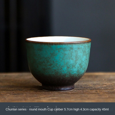 Порцеланов сервиз за чай Kung Fu Чаша за чай Домакинска пещ Изпечена ретро чаша за чай Spearmint Master Cup Малки единични чаши Подложки за чаши