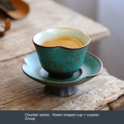 Порцеланов сервиз за чай Kung Fu Чаша за чай Домакинска пещ Изпечена ретро чаша за чай Spearmint Master Cup Малки единични чаши Подложки за чаши