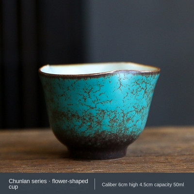 Порцеланов сервиз за чай Kung Fu Чаша за чай Домакинска пещ Изпечена ретро чаша за чай Spearmint Master Cup Малки единични чаши Подложки за чаши