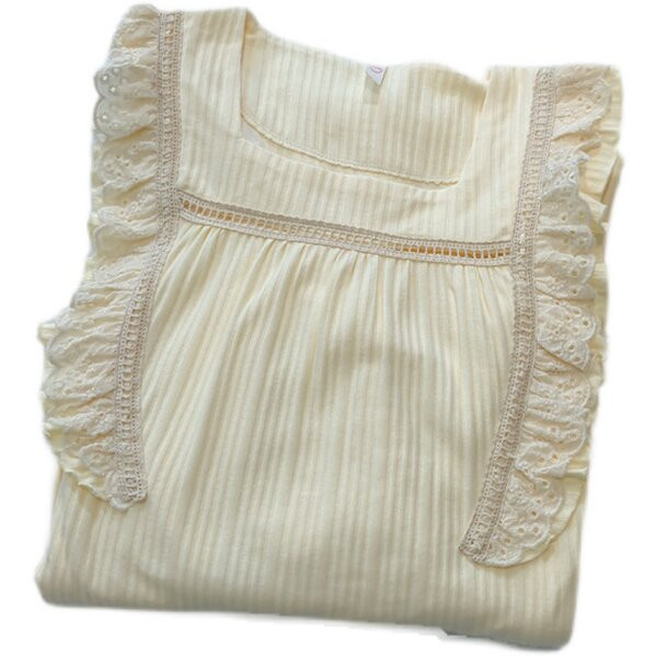 Cămașă de noapte de damă cu decolteu pătrat și mâneci lungi pentru mamele care alăptează