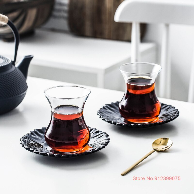 Nordic Light de lux Turcia Negru Ceai Set Tava Ceai Ieftin Cafe Bohea Sticla ceai ceai cafea espresso Set farfurii pahare en-gros