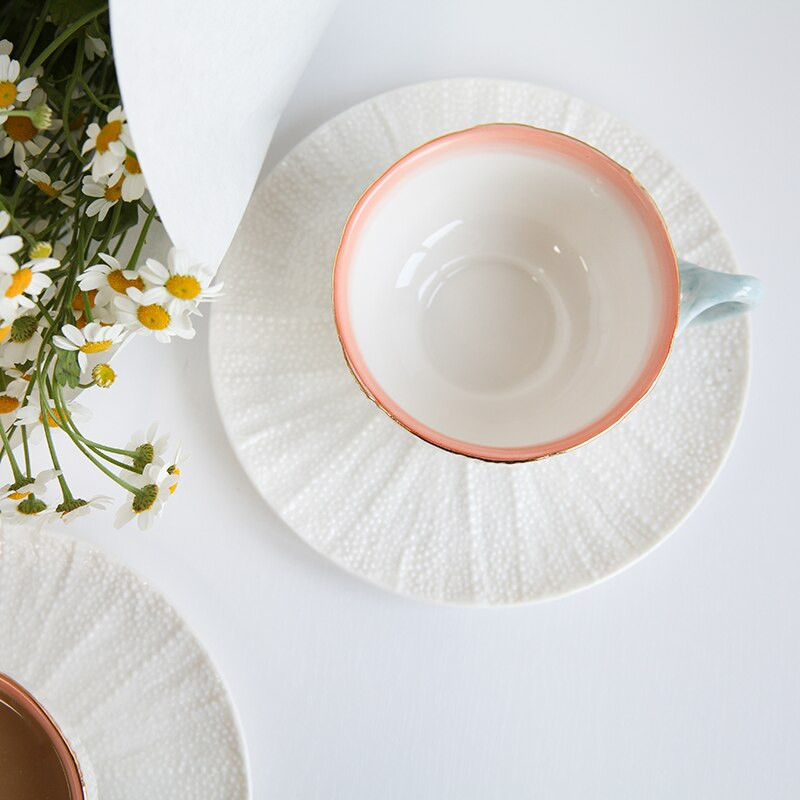 7 uncia színátmenetes kerámia kávéscsésze és csészealj készlet Porcelán teáscsésze készlet Kreatív ajándékok