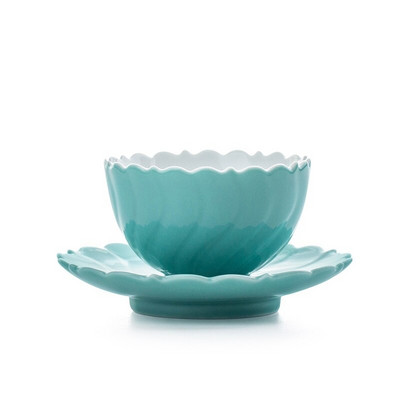 CHANSHOVA 25/60 ml stil chinezesc Forma petală Set mic de ceai și farfurii din ceramică Set cești de cafea Bol de ceai din porțelan din China H459