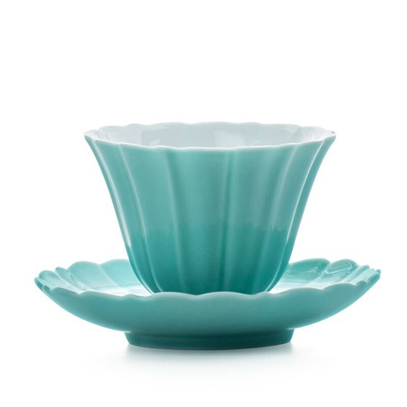 CHANSHOVA 25/60 ml stil chinezesc Forma petală Set mic de ceai și farfurii din ceramică Set cești de cafea Bol de ceai din porțelan din China H459