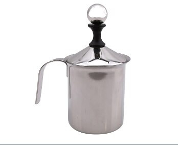 Nova pjenilica za mlijeko od nehrđajućeg čelika od 400 ml s dvostrukom mrežicom Mliječna krema za mliječnu pjenu