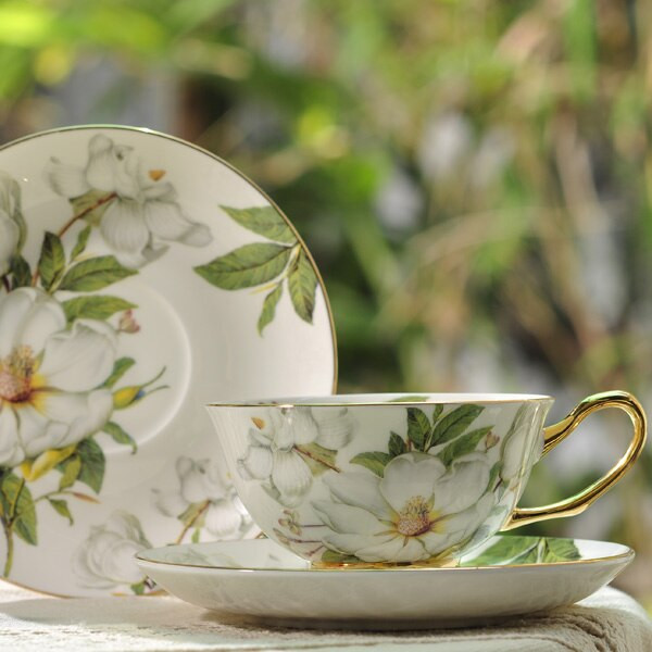 Camellia angol kávéscsésze készlet eszpresszó csészék házi kerámia európai délutáni teás csésze készlet díszdoboz csomagolás barátnő ajándékok