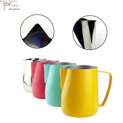 Nerūdijančio plieno pieno ąsotis, putojantis ąsočio antgalis, gėlės puodelis, kavos plakiklis Latte Art putų įrankis kavos indai 350 ml 600 ml