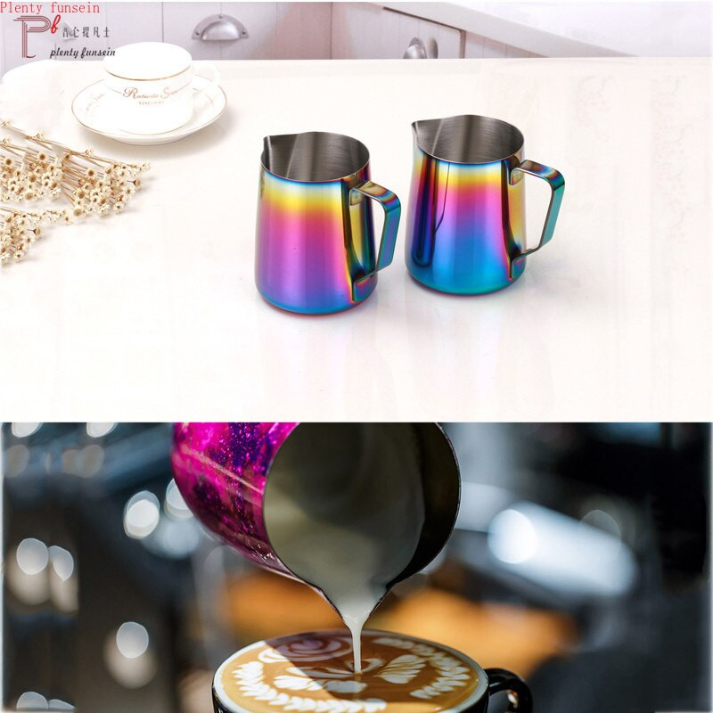 Rozsdamentes acél tejkancsó habosító kancsó hegy Húzza Virágcsésze Kávéhabosító Latte Art Habszerszám Kávéedény 350ml 600ml