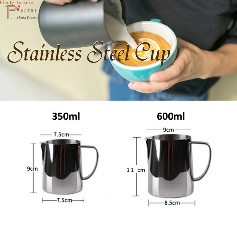 Rozsdamentes acél tejkancsó habosító kancsó hegy Húzza Virágcsésze Kávéhabosító Latte Art Habszerszám Kávéedény 350ml 600ml
