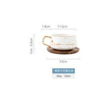 Мраморна чаша за кафе, черна и бяла чаша чаша чинийка. Висококачествен комплект чаши чаши чаши