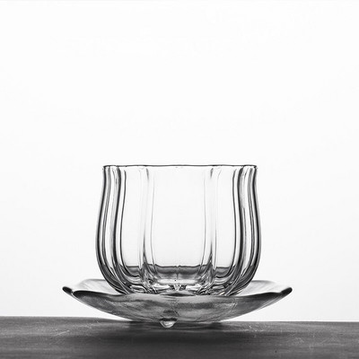 130 мл ръчно изработена стъклена майсторска чаша в японски стил Lotus Прозрачна кунг-фу чаша за чай Голяма чаша за чай арабика Чаша за кафе Мляко Съдове за напитки