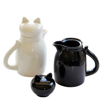 Γάτα κεραμικές κανάτες γάλακτος με καπάκι Lovely Cartoon Milk Cream Cup Κρέμα καφέ Latte Art Pitcher Αξεσουάρ Κουζίνας Σκεύη καφέ