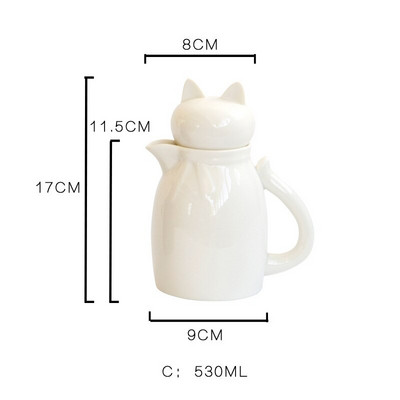 Katės keraminiai pieno ąsočiai su dangteliu Puikus animacinis pieno grietinėlės puodelis Kavos grietinėlė Latte Art ąsotis Virtuvės priedai Kavos reikmenys