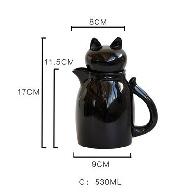 Katės keraminiai pieno ąsočiai su dangteliu Puikus animacinis pieno grietinėlės puodelis Kavos grietinėlė Latte Art ąsotis Virtuvės priedai Kavos reikmenys