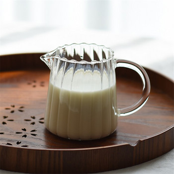 Γιαπωνέζικο απλό χειροκίνητο ρίγες Μικρό δοχείο γάλακτος Ανθεκτικό στη θερμότητα Γυάλινο διαχωριστικό τσαγιού γάλακτος Δίκαιο φλιτζάνι Κανάτα καφέ Εξαιρετικά ελαφριά και λεπτή