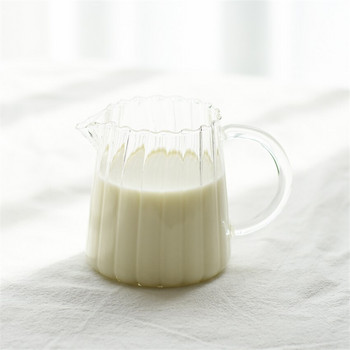 Γιαπωνέζικο απλό χειροκίνητο ρίγες Μικρό δοχείο γάλακτος Ανθεκτικό στη θερμότητα Γυάλινο διαχωριστικό τσαγιού γάλακτος Δίκαιο φλιτζάνι Κανάτα καφέ Εξαιρετικά ελαφριά και λεπτή