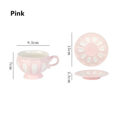 Set de ceai de ceai cu mâner decorativ de nuntă, sculptat în stil nordic, din ceramică albă.