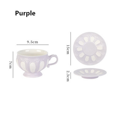 Set de ceai de ceai cu mâner decorativ de nuntă, sculptat în stil nordic, din ceramică albă.