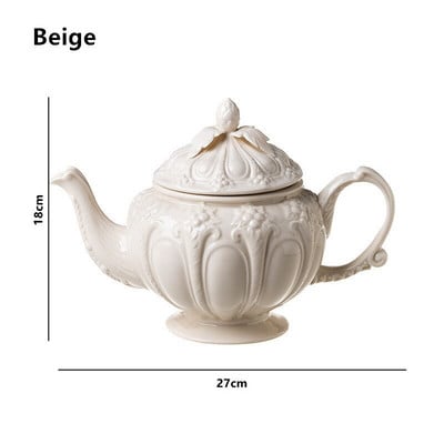 Set de ceai de ceai cu mâner decorativ de nuntă, sculptat în stil nordic, din ceramică albă.