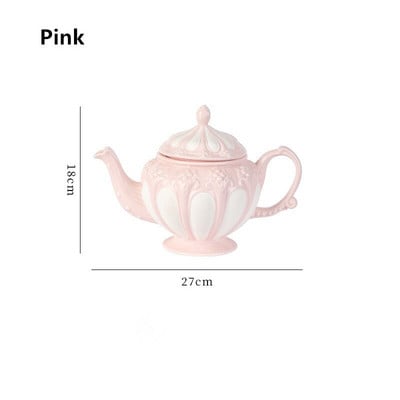 Set de ceai de ceai cu mâner decorativ de nuntă, sculptat în stil nordic, din ceramică albă.