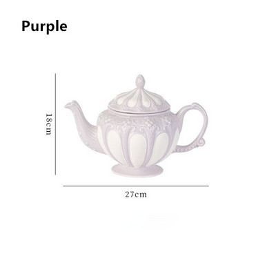 Set de ceai de ceai cu mâner decorativ de nuntă, sculptat în stil nordic, din ceramică albă.