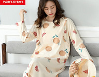 Нов модел дамска нощница с дълъг ръкав за кърмачки