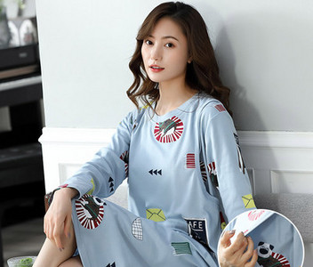 Нов модел дамска нощница с дълъг ръкав за кърмачки