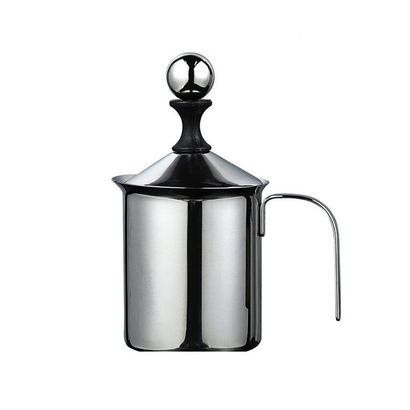 400 ml rankinis pieno putų plakiklis Buitinis nerūdijančio plieno kavos putotuvas dvigubo tinklelio kavos kapučino putojimas grietinėlės virtuvės įrankiai