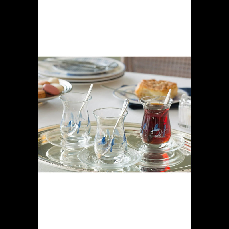 Turkiškos arbatos puodelių rinkinys iš 6 plonų juosmens aukštos kokybės stiklinių turkiškos arbatos stiklinių ir 6 stiklinių rinkinys šešiems asmenims