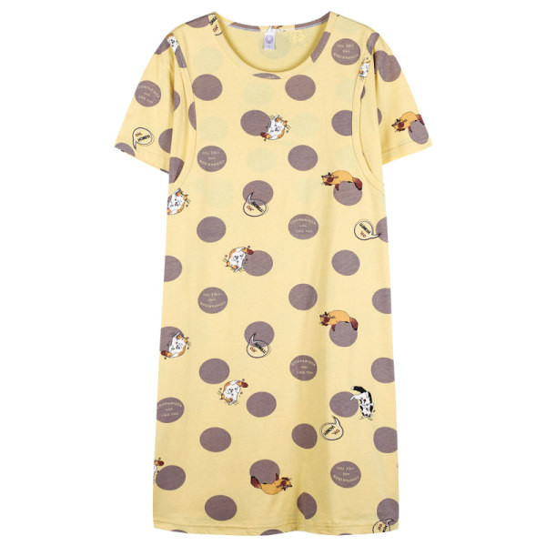 Дамска нощница с обло деколте и къс ръкав за кърмачки