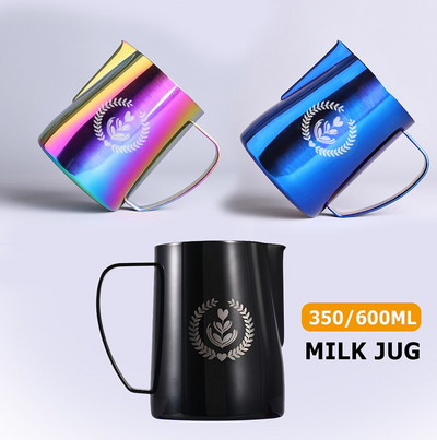 Tejgőzölő és -habosító kancsó, rozsdamentes acél, tapadásmentes tejkancsó, virágcsésze, tökéletes kávé cappuccino Latte Art számára